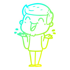 cold gradient line drawing cartoon man laughing