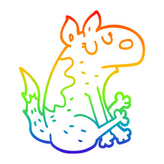 rainbow gradient line drawing cartoon dog sitting