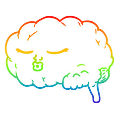 rainbow gradient line drawing cartoon brain