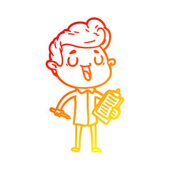 warm gradient line drawing happy cartoon man