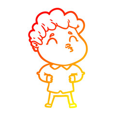 warm gradient line drawing cartoon man pouting