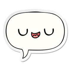 cute cartoon face and speech bubble sticker