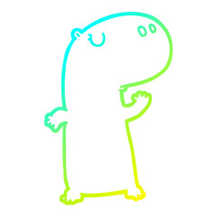 cold gradient line drawing cartoon hippopotamus
