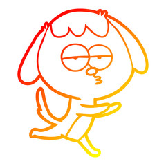 warm gradient line drawing cartoon bored dog running