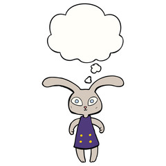 cute cartoon rabbit and thought bubble