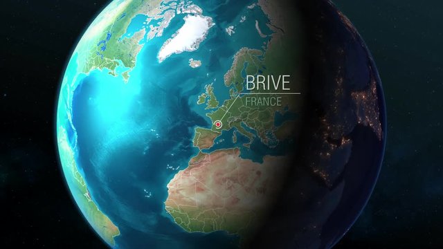  France - Brive - Zooming from space to earth