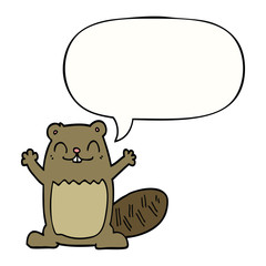 cartoon beaver and speech bubble
