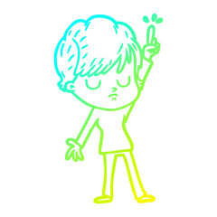 cold gradient line drawing cartoon woman