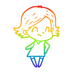 rainbow gradient line drawing cartoon friendly girl
