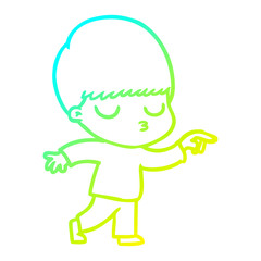 cold gradient line drawing cartoon calm boy