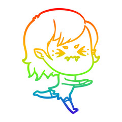 rainbow gradient line drawing annoyed cartoon vampire girl