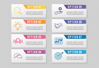 Obraz premium Vector Infographic Design Template with Options Steps and Marketing Icons can be used for info graph, presentations, process, diagrams, annual reports, workflow layout