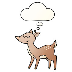 cartoon deer and thought bubble in smooth gradient style