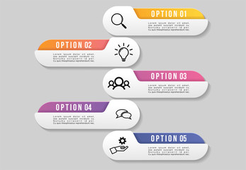Timeline Infographic Design Template with Options Steps. Start to goal line process. Used for info graph, presentations, process, diagrams, annual reports, workflow layout. Vector Illustration