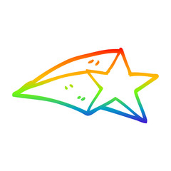 rainbow gradient line drawing cartoon shooting star