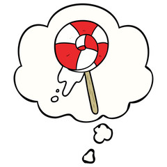 cartoon lollipop and thought bubble