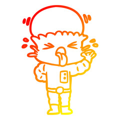 warm gradient line drawing disgusted cartoon alien