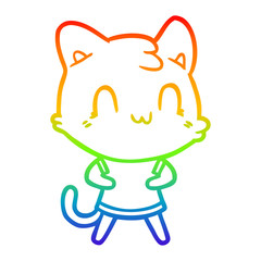 rainbow gradient line drawing cartoon happy cat