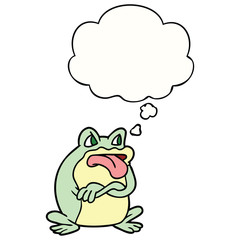 grumpy cartoon frog and thought bubble