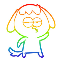 Obraz premium rainbow gradient line drawing cartoon bored dog