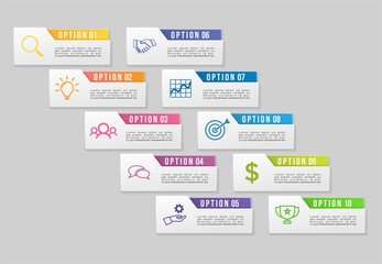 Vector Infographic Design Template with Options Steps and Marketing Icons can be used for info graph, presentations, process, diagrams, annual reports, workflow layout