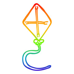 rainbow gradient line drawing cartoon kite