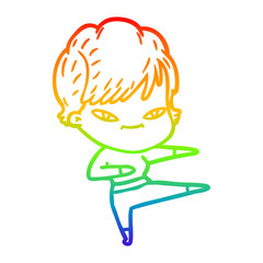 rainbow gradient line drawing cartoon happy woman