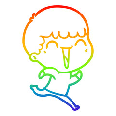 rainbow gradient line drawing cartoon happy man