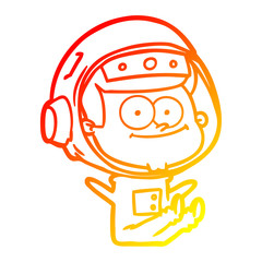 warm gradient line drawing happy astronaut cartoon