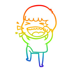 rainbow gradient line drawing cartoon laughing man