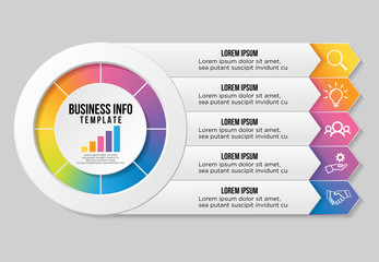 Vector Infographic Design Template with Options Steps and Marketing Icons can be used for info graph, presentations, process, diagrams, annual reports, workflow layout