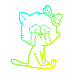 cold gradient line drawing cartoon cat