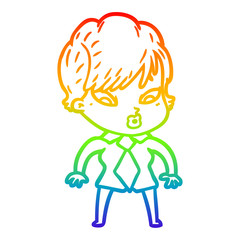 rainbow gradient line drawing cartoon woman