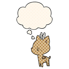 cartoon deer and thought bubble in comic book style