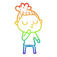 rainbow gradient line drawing cartoon calm woman