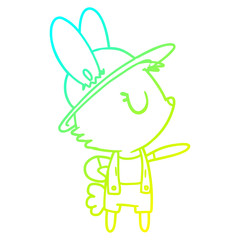 cold gradient line drawing cartoon rabbit construction worker