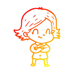warm gradient line drawing cartoon friendly girl
