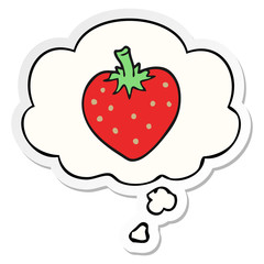 cartoon strawberry and thought bubble as a printed sticker