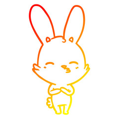 warm gradient line drawing curious bunny cartoon