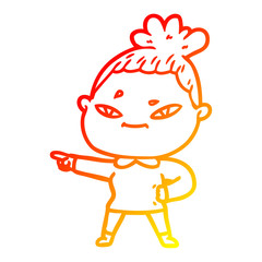 warm gradient line drawing cartoon woman
