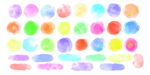 Big set of bright colorful vector watercolor brush background design elements