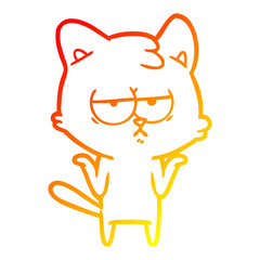 warm gradient line drawing bored cartoon cat