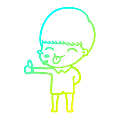 cold gradient line drawing happy cartoon boy