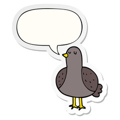 cartoon bird and speech bubble sticker