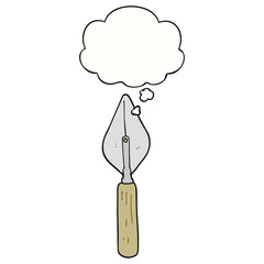 cartoon trowel and thought bubble