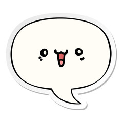 happy cartoon face and speech bubble sticker