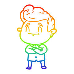rainbow gradient line drawing happy cartoon man