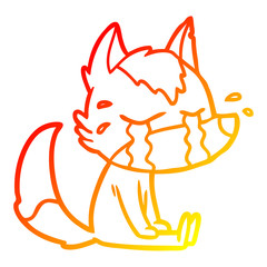 warm gradient line drawing cartoon crying wolf