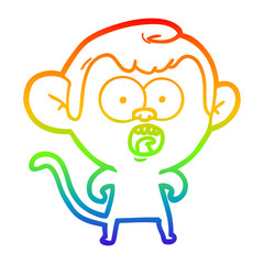 Fototapeta premium rainbow gradient line drawing cartoon shocked monkey