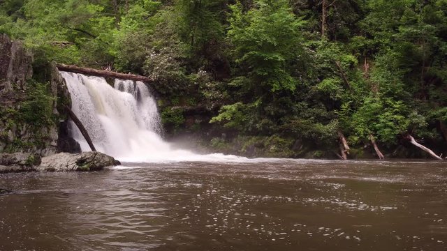 Secluded Abrams Falls waterfall in Smoky Mountains 4k